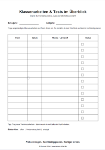 klassenarbeiten und tests im Überblick