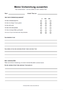 vorbereitungen auswerten